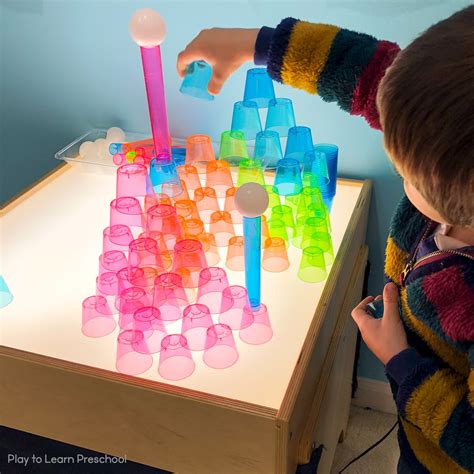 STEM Light Table Building Challenge for Preschoolers