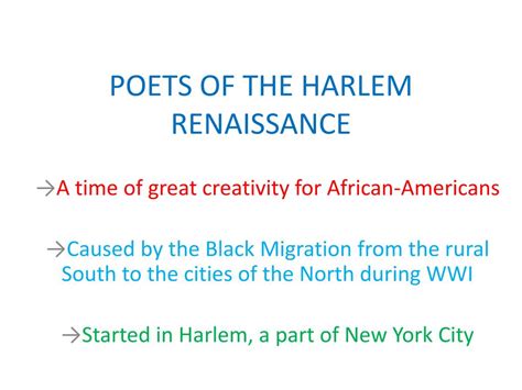 PPT - POETS OF THE HARLEM RENAISSANCE PowerPoint Presentation, free ...