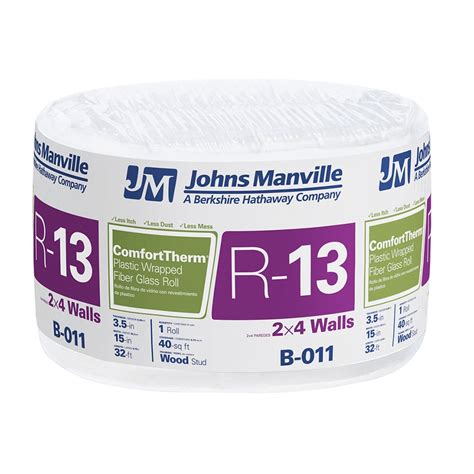 Johns Manville ComfortTherm R-13 40-sq ft Encapsulated Fiberglass Roll Insulation with Sound ...