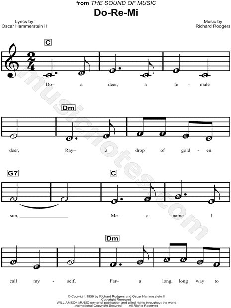 "Do-Re-Mi" from 'The Sound of Music' Sheet Music for Beginners in C Major - Download & Print ...