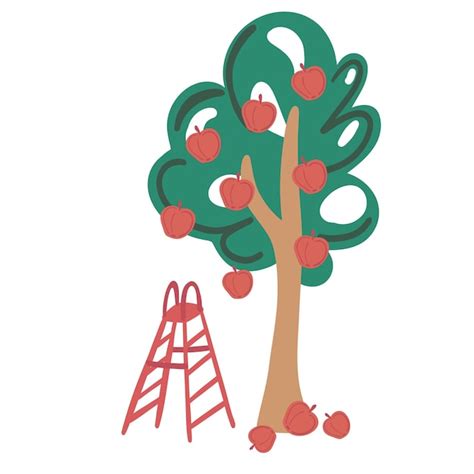 Premium Vector | Apple tree harvesting flat design on white background