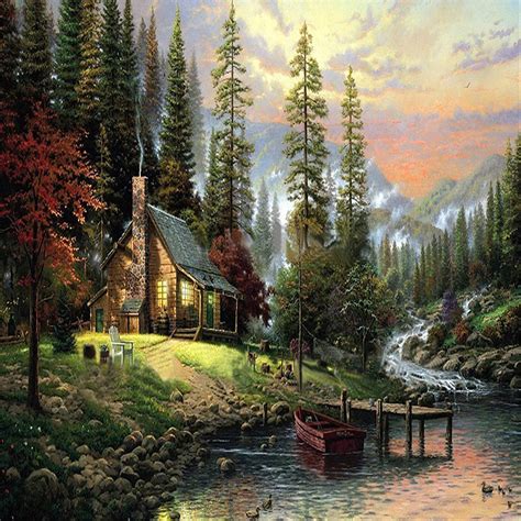 House In The Woods Painting at PaintingValley.com | Explore collection of House In The Woods ...