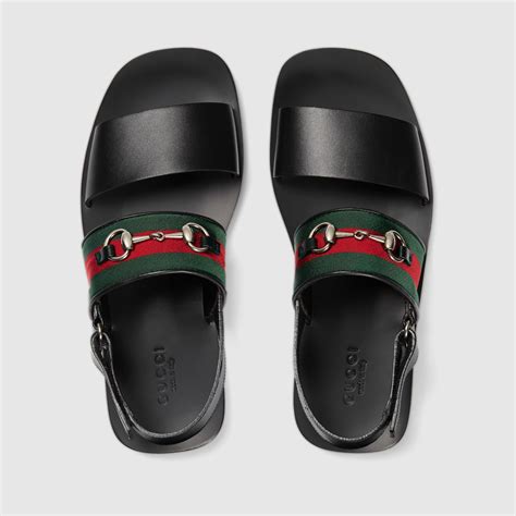 Leather Web sandal - Gucci Men's Sandals 429214ARPA01098