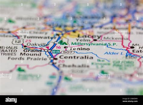 Tenino Washington State USA shown on a road map or Geography map Stock Photo - Alamy