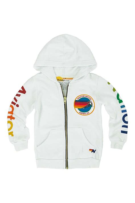 KID'S AVIATOR NATION ASPEN ZIP HOODIE - WHITE - Aviator Nation