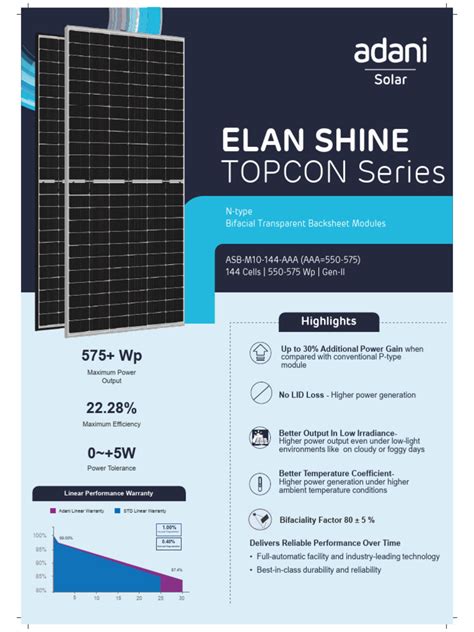 Datasheet Adani Solar India 550w 555w 560w 565w 570w TOPCon Bifacial ...