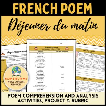 Déjeuner du Matin: French Poem Activities & Project by World Language Resources