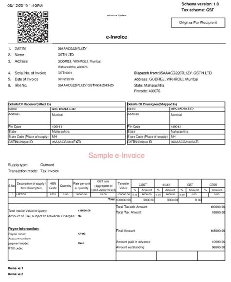 Format of E-Invoice as per GSTN | Zybra