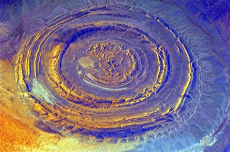 The Eye of the Sahara or blue eye of Africa, is a prominent geological ...