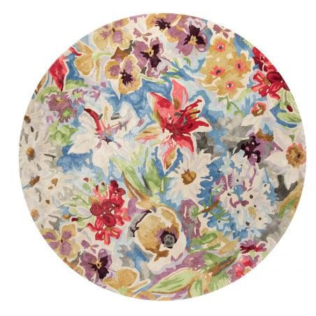 Tapis rond Blooming motifs multicolores fleuris par Ligne Pure