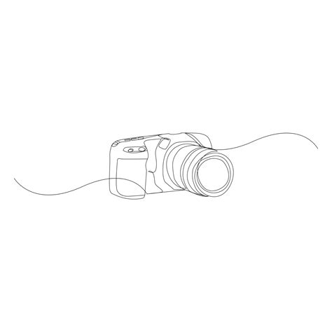 Camera single continuous line drawing. Continuous line draw design graphic vector illustration ...