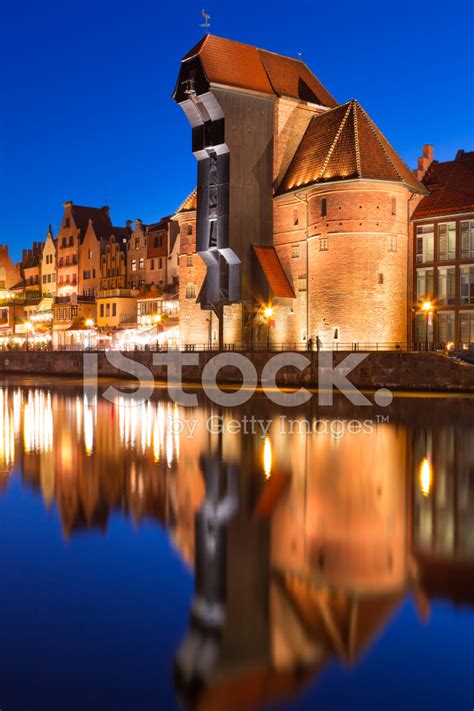 Old Town Of Gdansk With Ancient Crane At Night Stock Photo | Royalty-Free | FreeImages