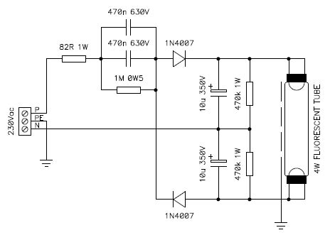 Driving a small fluorescent tube with DC