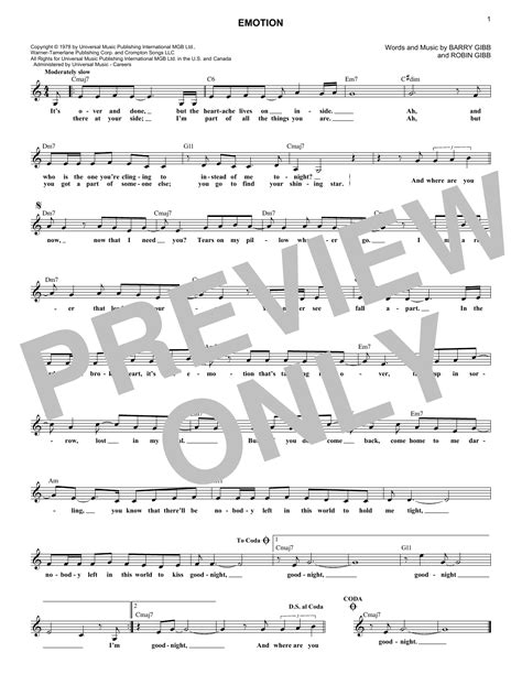 Destiny's Child "Emotion" Sheet Music Notes | Download Printable PDF ...