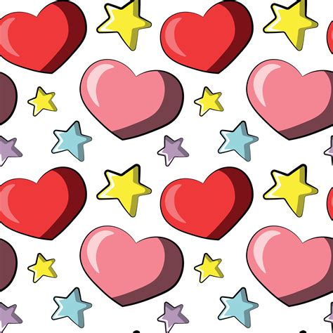 Seamless pattern with stars and heart on white background 25535235 Vector Art at Vecteezy