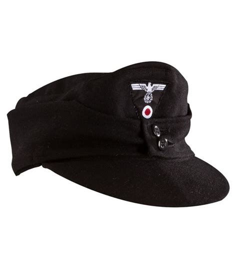 German WW2 M43 Field Cap - Black wool with insignia