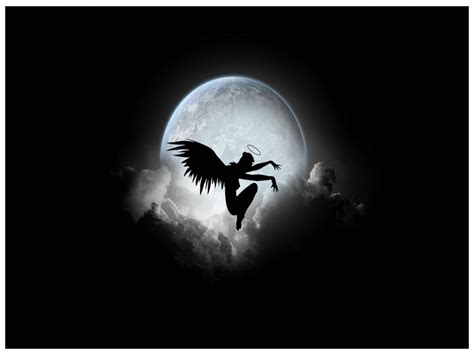 Download Dark Angel Moon Silhouette Wallpaper | Wallpapers.com