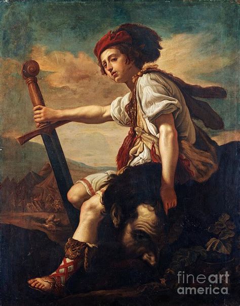 David With The Head Of Goliath Painting by Celestial Images - Fine Art America