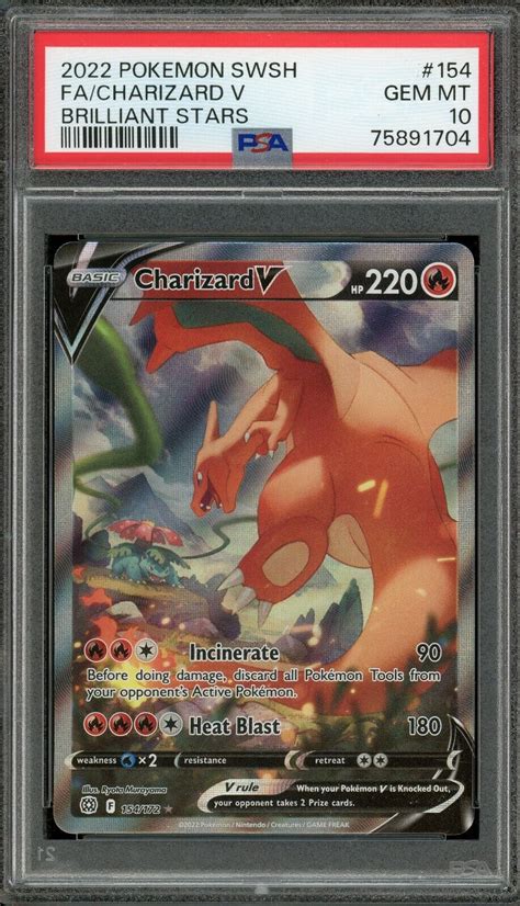 Mavin | PSA 10 Charizard V Brilliant Stars Alt Art 154 Brilliant Stars Pokemon Card