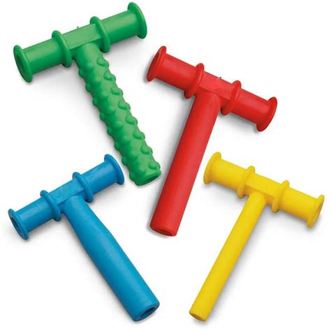 T Shaped Yellow Chew Donkey Tube Sensory Toy For Kids With Autism, ADHD ...