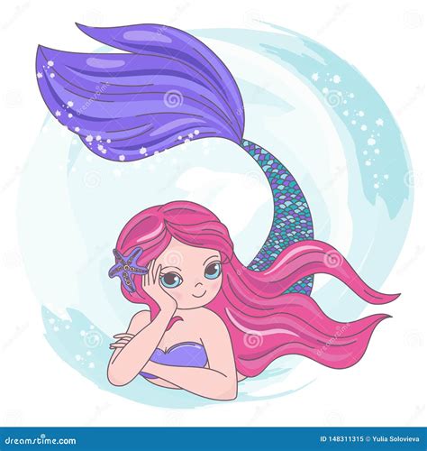 Cartoon Mermaid And Fish Hook Stock Image | CartoonDealer.com #37021405