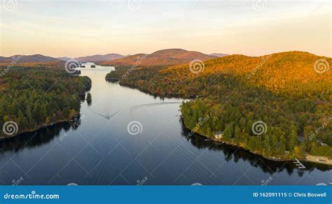 Aerial View Over Long Lake Adirondack Park Mountains New York USA Stock ...