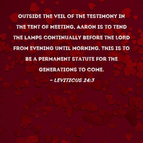 Leviticus 24:3 Outside the veil of the Testimony in the Tent of Meeting ...