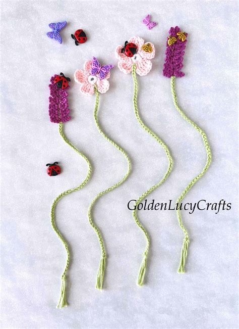 Crochet Flower Bookmarks - GoldenLucyCrafts