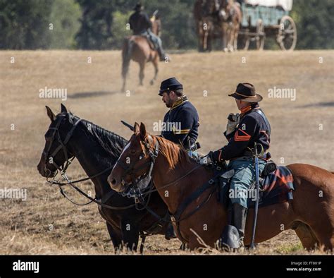 Civil War era cavalry at a reenactment in Anderson, California Stock ...