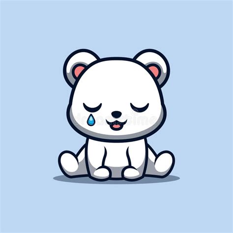 Polar Bear Sitting Sad Cute Creative Kawaii Cartoon Mascot Logo Stock Illustration ...