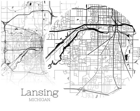 Lansing Map INSTANT DOWNLOAD Lansing Michigan City Map | Etsy