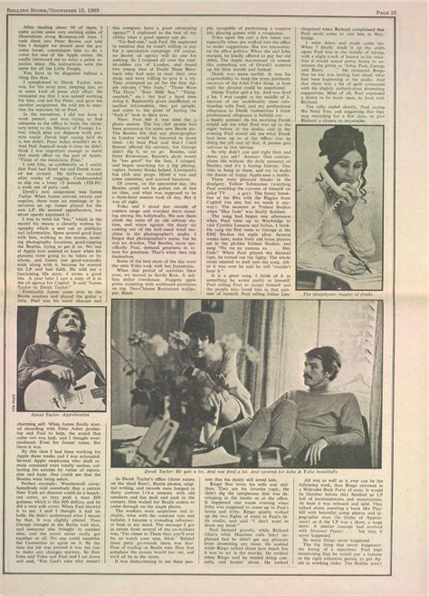 15 November 1969 - RS publishes "Memories Of An Apple Girl" by Francie Schwartz - Beatles and ...