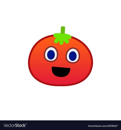 Cartoon tomato face emoji icon design smile face Vector Image