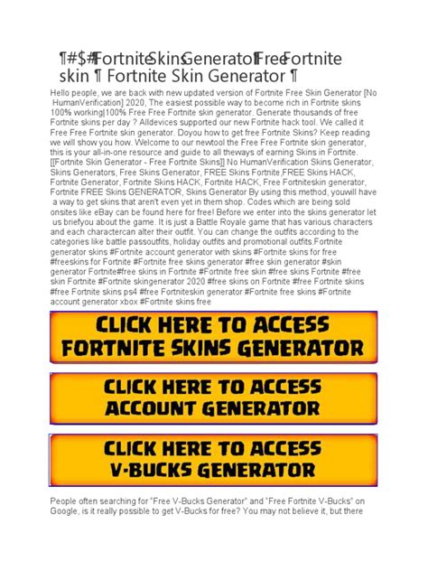 Fortnite Skin Generator - Generate A Set of Fortnite Skins | PDF | Leisure | Sports