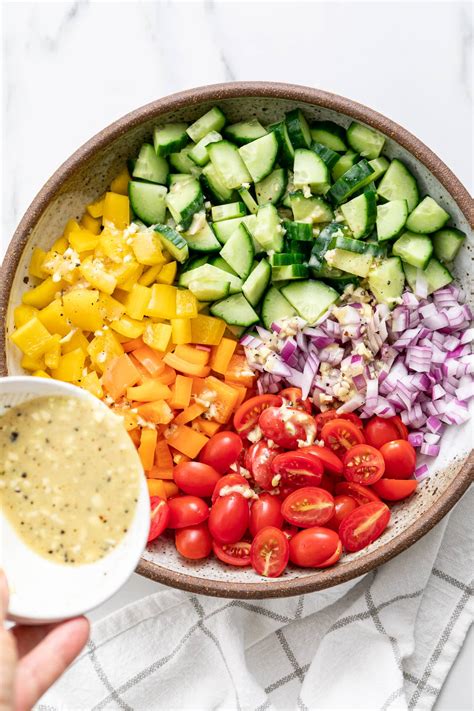 Quick + Easy Vegetable Salad (w/ Garlic Lemon Dressing) - TSV