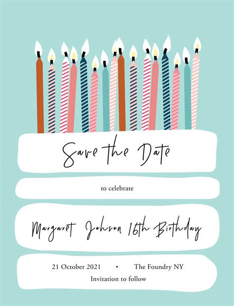 Save The Date Birthday Free Templates - Printable Form, Templates and ...