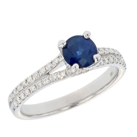 LDRS0127 Round Blue Sapphire in White Gold Ring - Underwoods Fine Jewelers