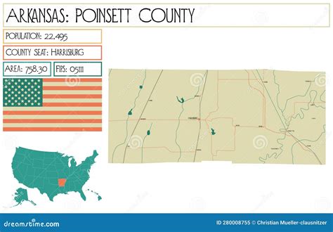 Arkansas, Poinsett County Map Vector Illustration | CartoonDealer.com #96865184