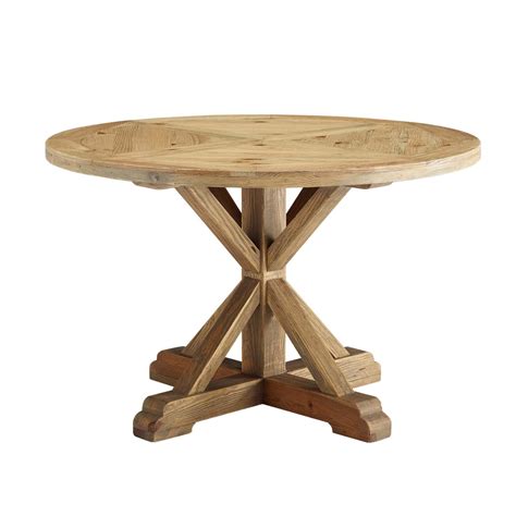 47" Round Pine Wood Dining Table with Pedestal Base, Brown - Walmart.com - Walmart.com