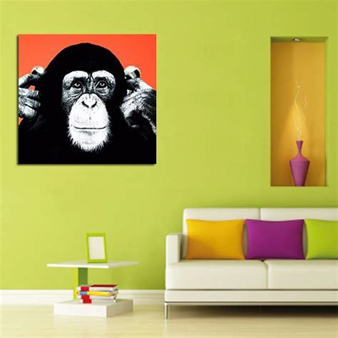 Handpainted Modern Abstract Lovely Gorilla Oil Painting On Canvas Free ...