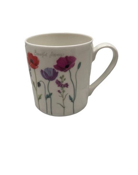 Set of 6 Floral Fine Bone China Mugs