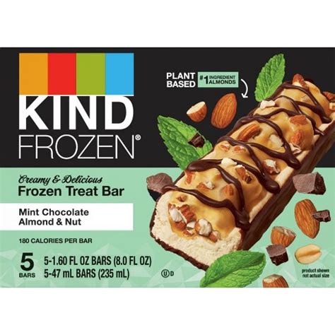 Kind Frozen Mint Chocolate Almond Plant Based Dessert Bar -5ct : Target