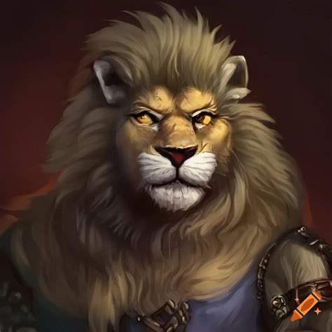 Character art of a lion tabaxi cleric on Craiyon