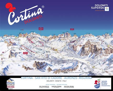 BERGFEX: Pistenplan Cortina d'Ampezzo - Panoramakarte Cortina d'Ampezzo - Karte Cortina d'Ampezzo
