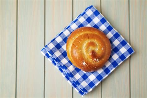 Sweet Cinnamon Roll, Round Brioche Bun Bread Top View Stock Photo - Image of healthy, brioche ...