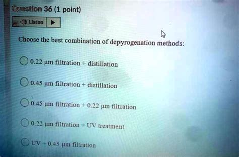 SOLVED: Question 36 (1 point) Listen Choose the best combination of ...