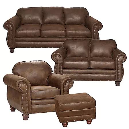 Sedona Nailhead Living Room Set - 4 pc. - Sam's Club