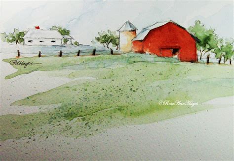 Pin by Jan Curry on Scenes | Watercolor barns, Landscape paintings, Watercolor landscape