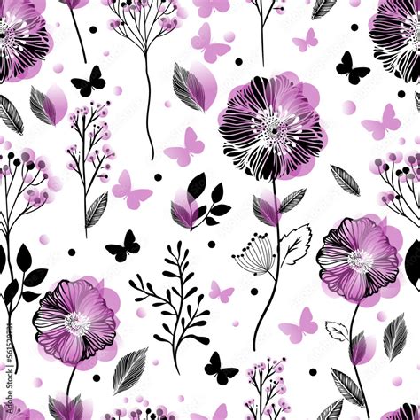 Seamless pattern pink flowers. Vector illustration Stock Vector | Adobe ...