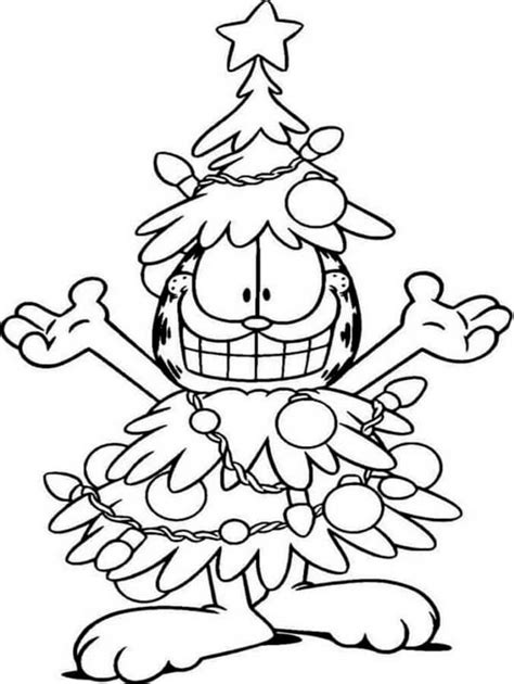 Garfield Dressed Up As A Christmas Tree coloring page - Download, Print ...